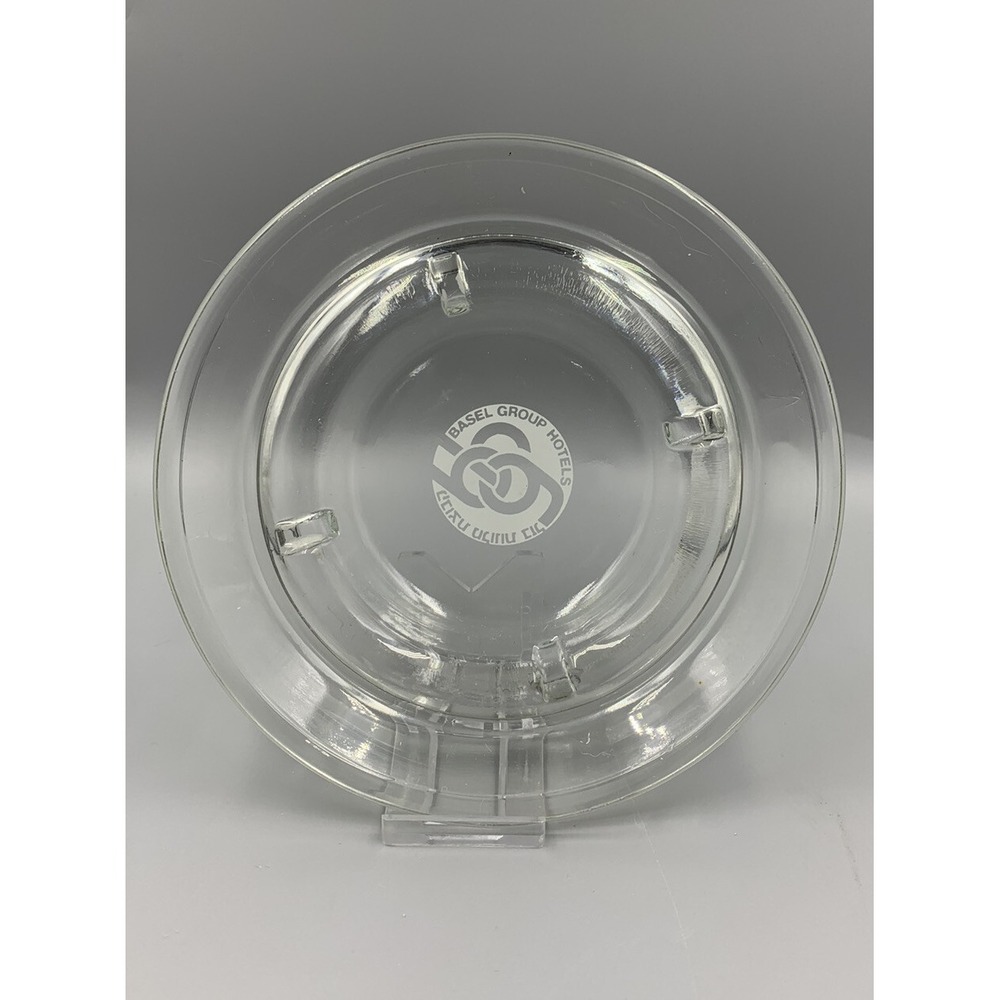 Vintage‎ Basel Hotels Glass Ashtray Round 6.5" Cigarette Cigar Ash Tray